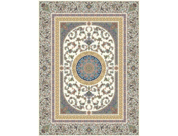 فرش 1200 شانه برجسته تراکم 3600 - کد 6176 - زمینه کرم 